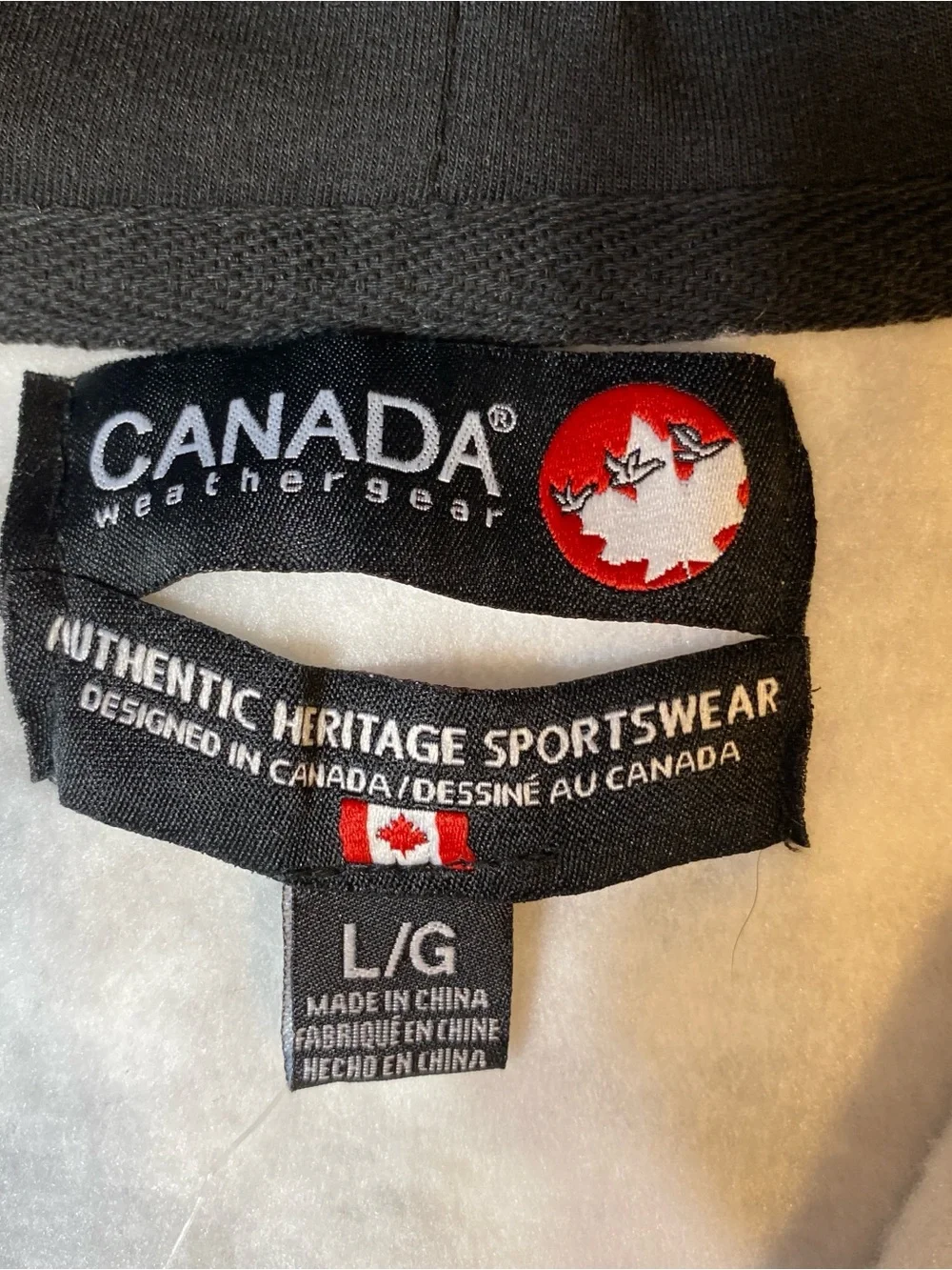Canada Weathergear Hooded Zip Up Jacket Sweatshirt White Knit Pattern L NWT